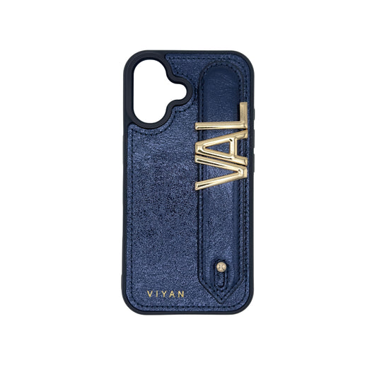 Navy leather iPhone 16 case #navy