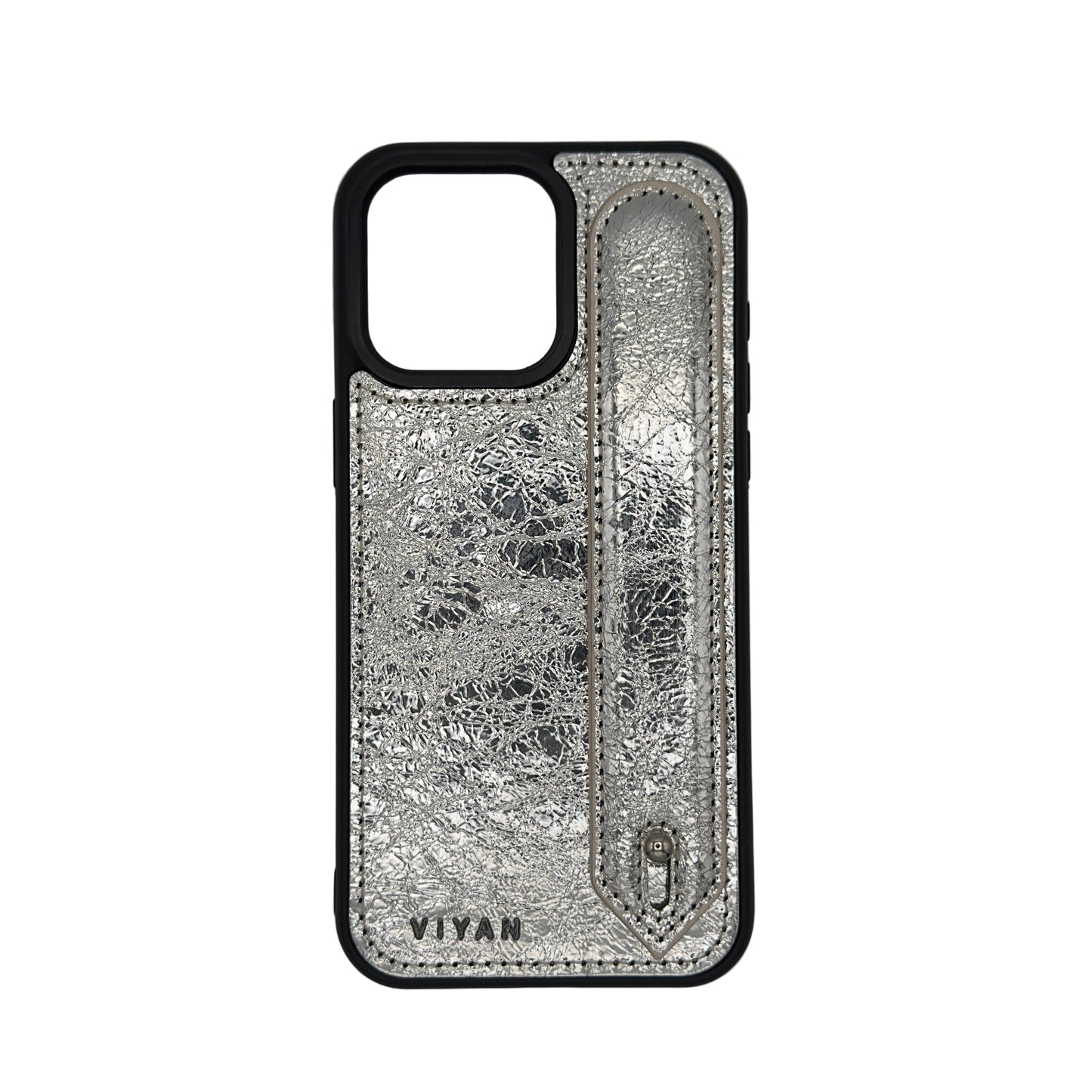 Silver leather iPhone 15 Pro Max case #silver