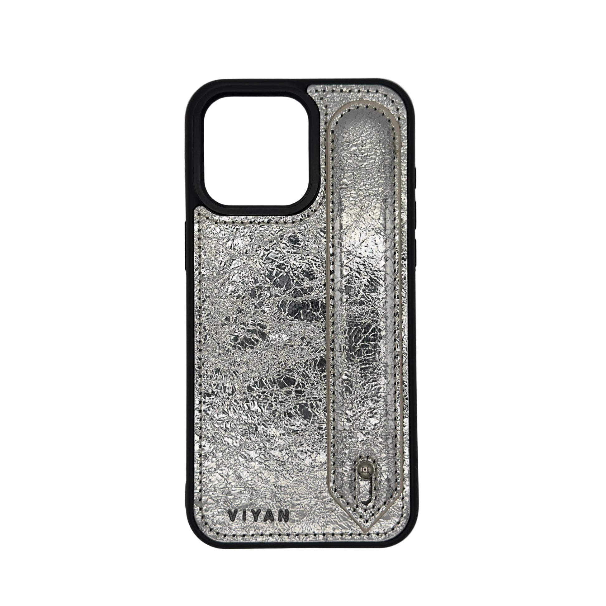 Silver leather iPhone 15 Pro Max case #silver