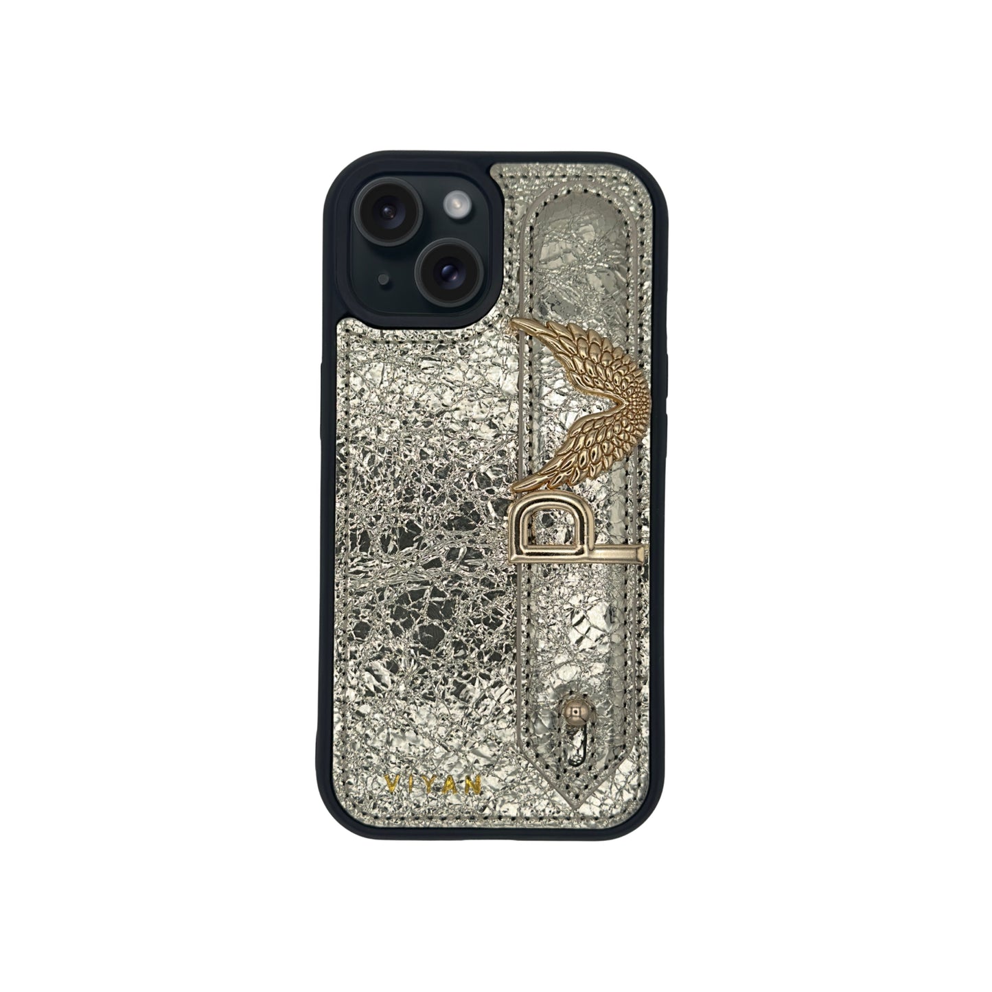 Gold leather iPhone 15 case #gold