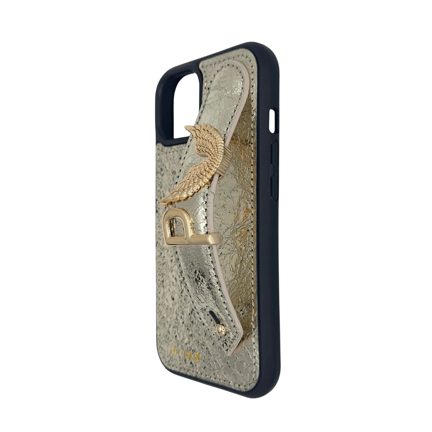 Gold leather iPhone 15 case #gold