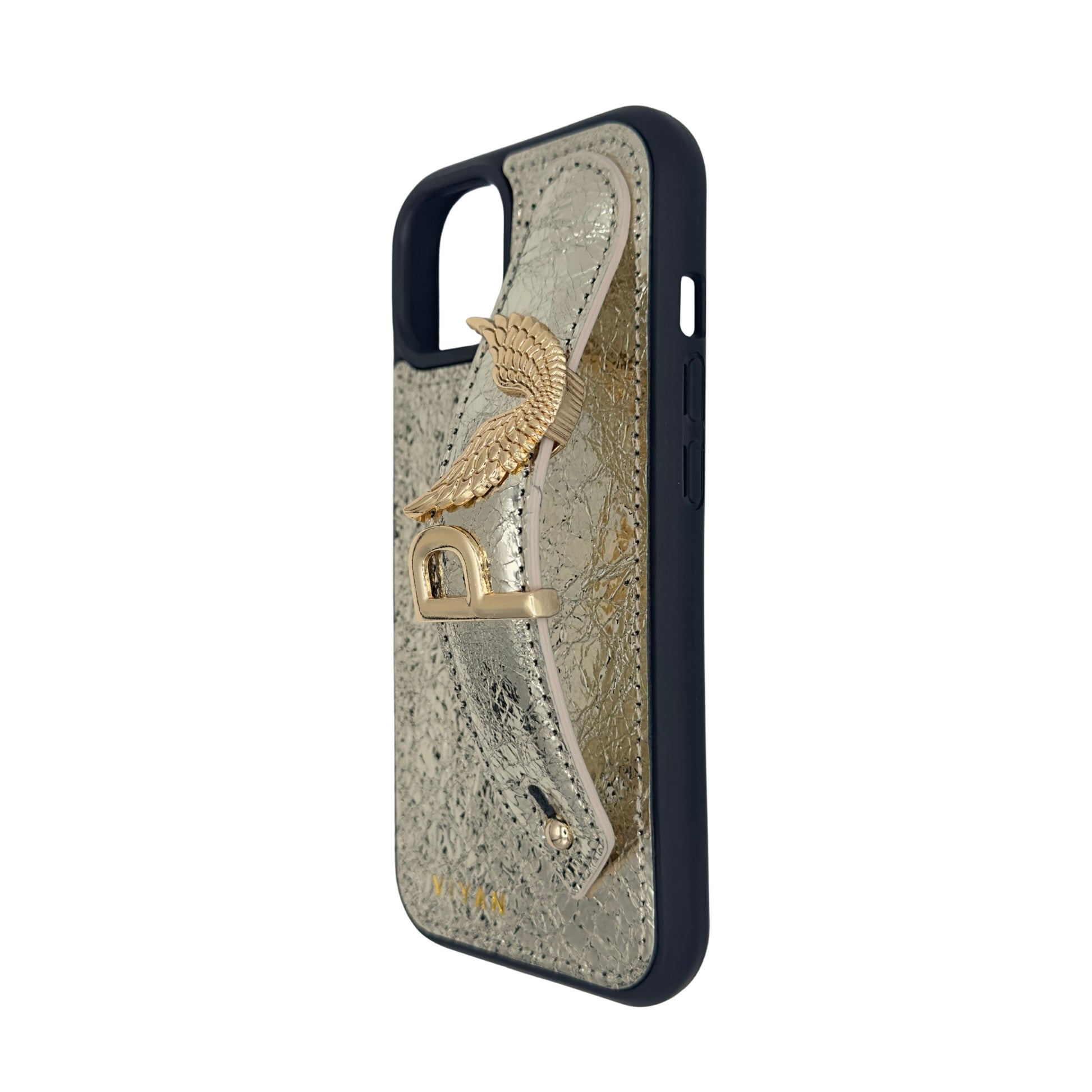 Gold leather iPhone 15 case #gold