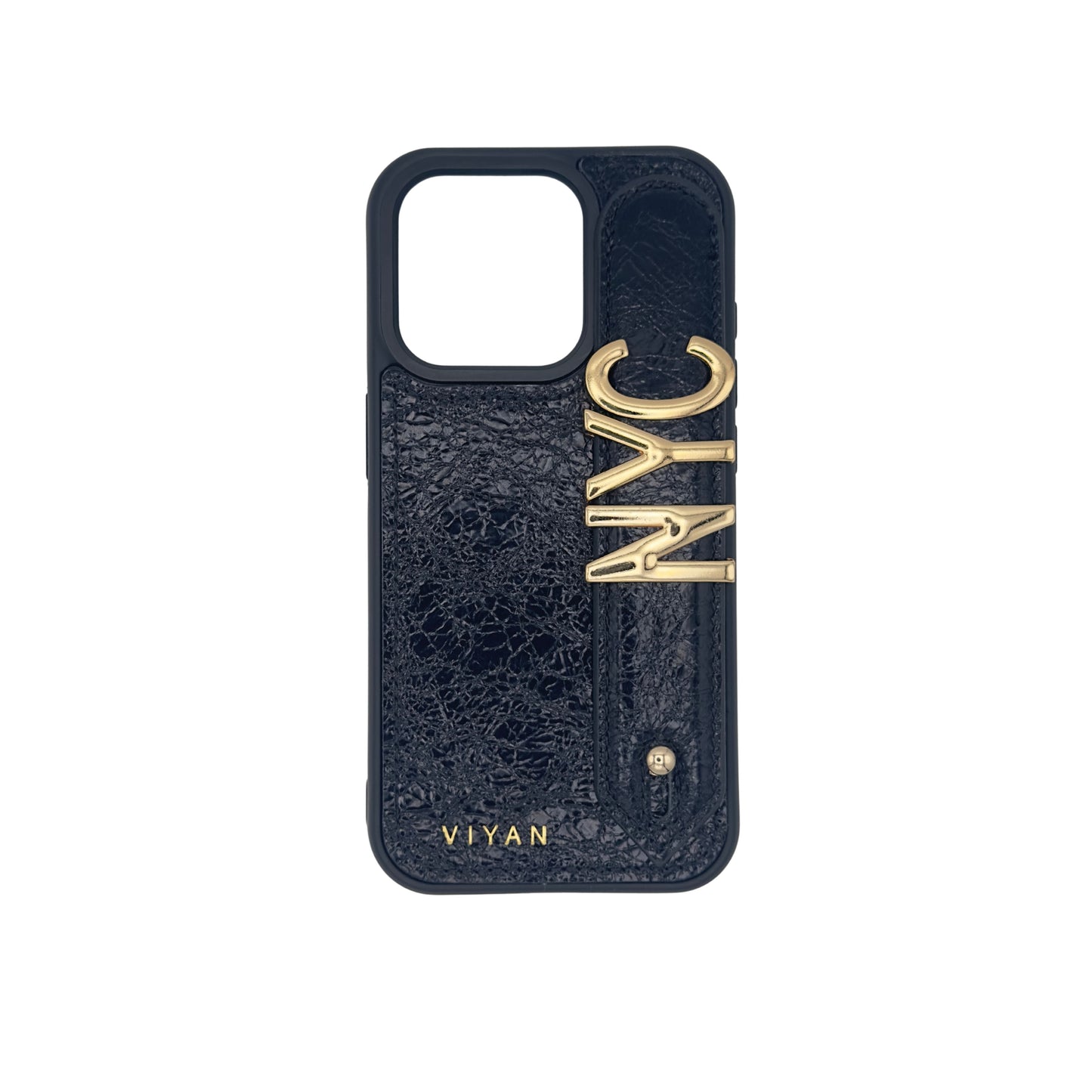 Black leather iPhone 15 Pro case #black