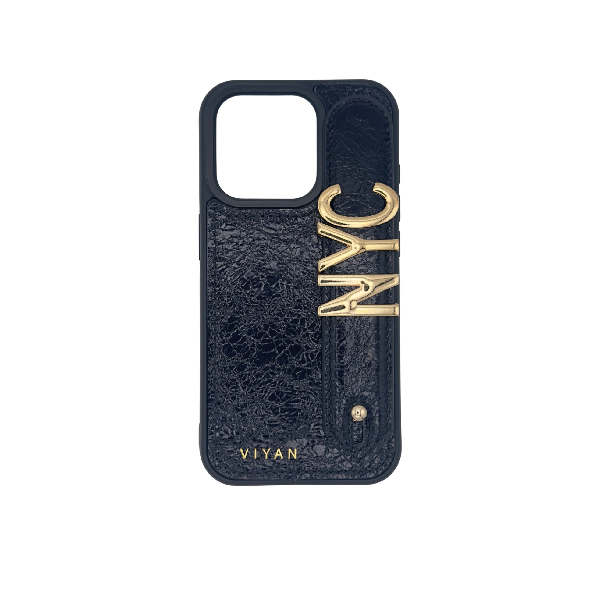 Black leather iPhone 15 Pro case #black