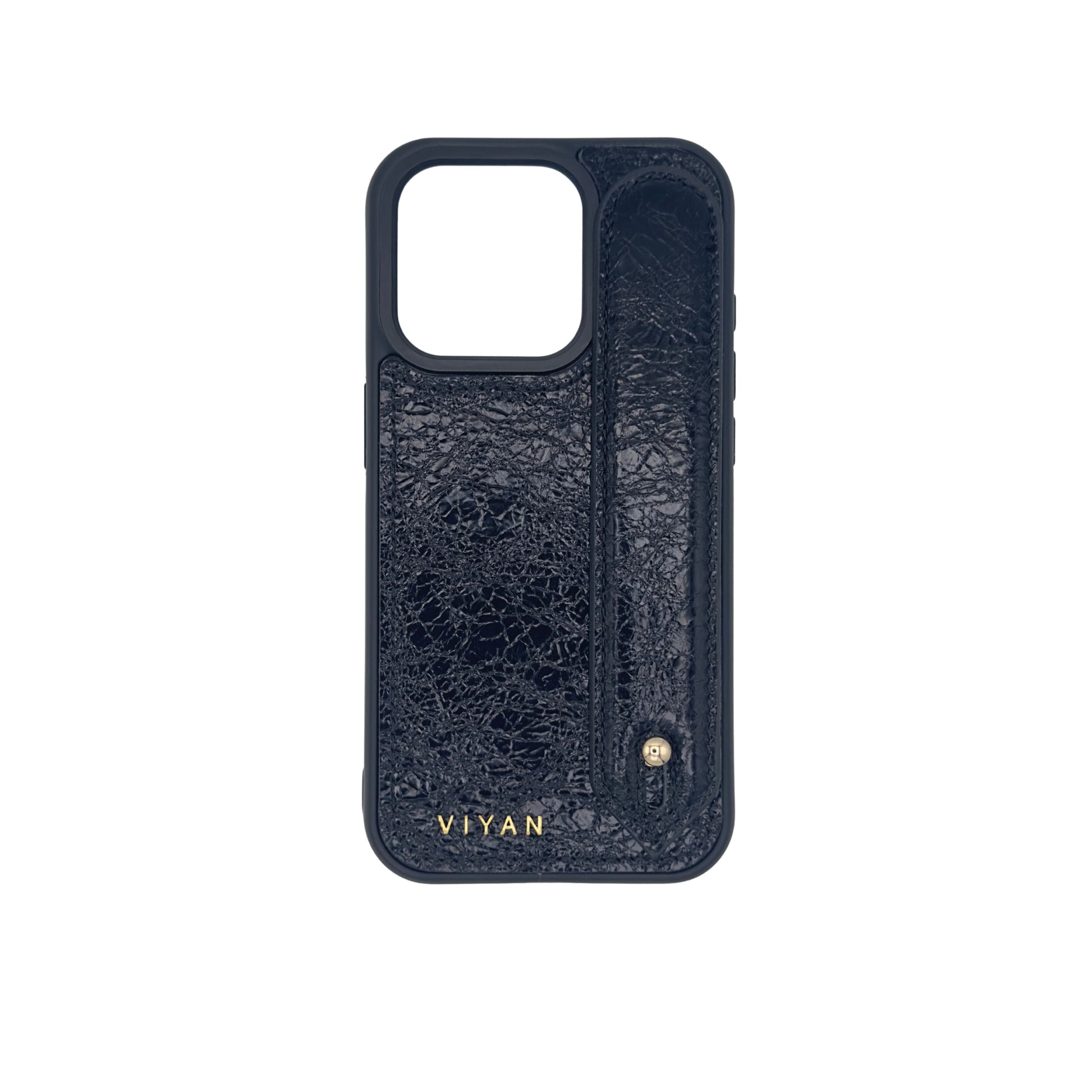 Black leather iPhone 15 Pro case #black