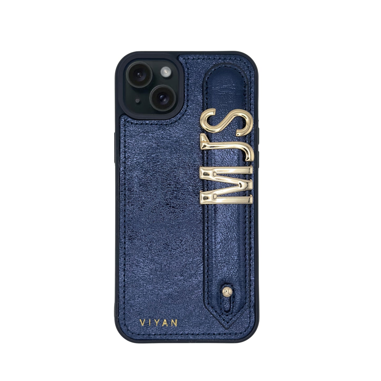 Navy leather iPhone 15 Plus case #navy
