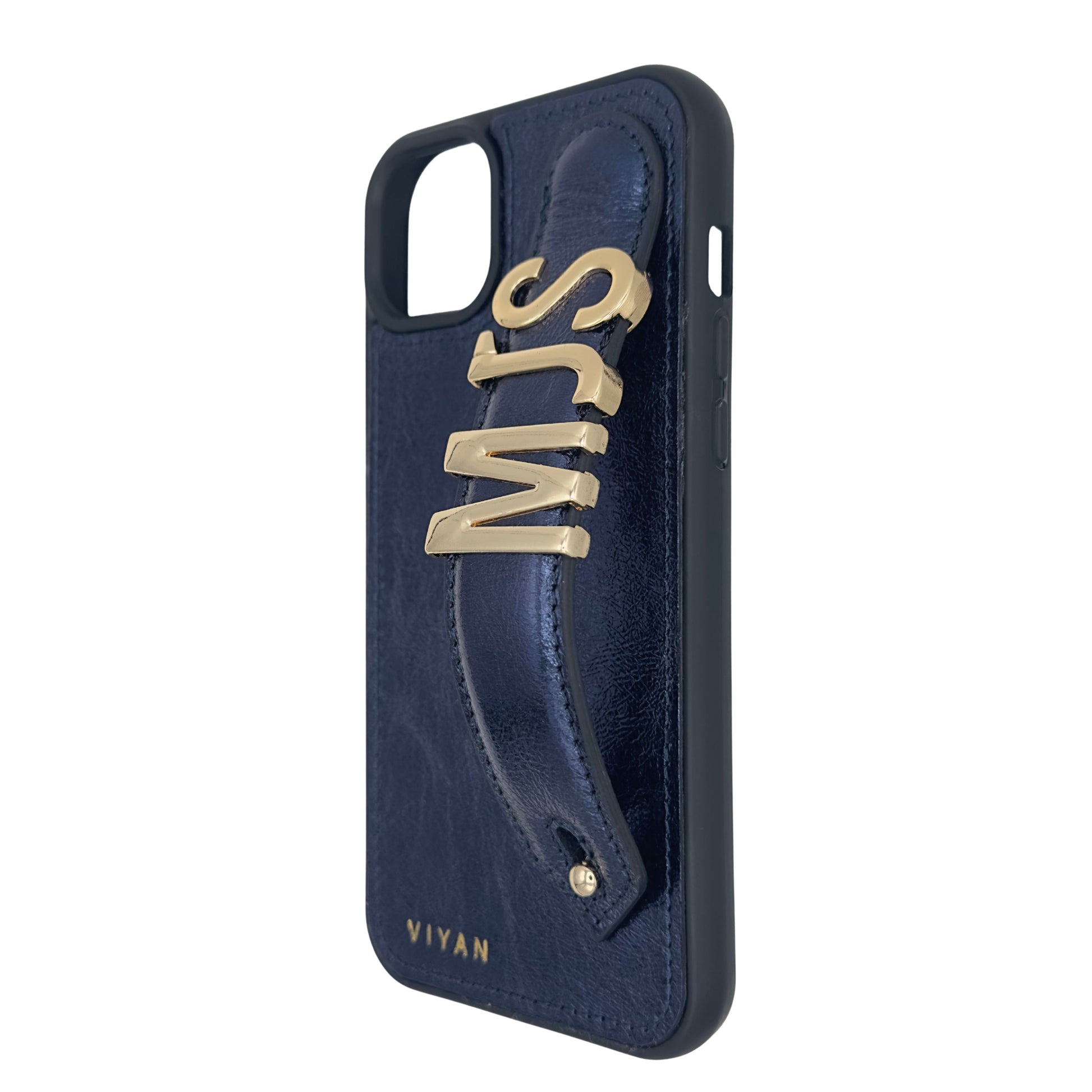 Navy leather iPhone 15 Plus case #navy