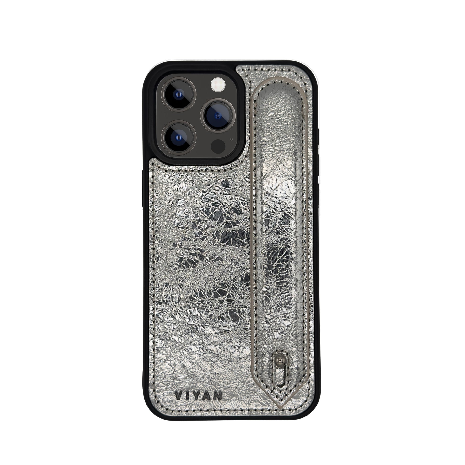 Silver leather iPhone 15 Pro Max case #silver