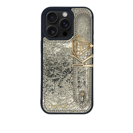 Gold leather iPhone 16 Pro case #gold