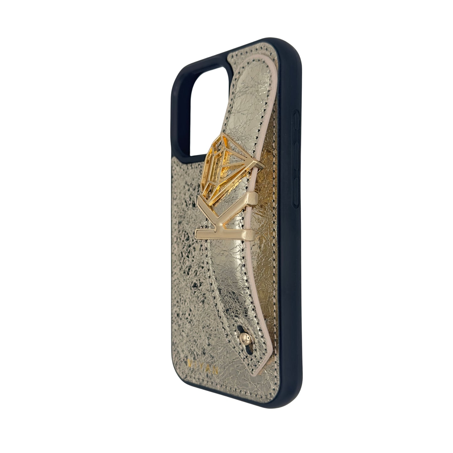 Gold leather iPhone 16 Pro case #gold