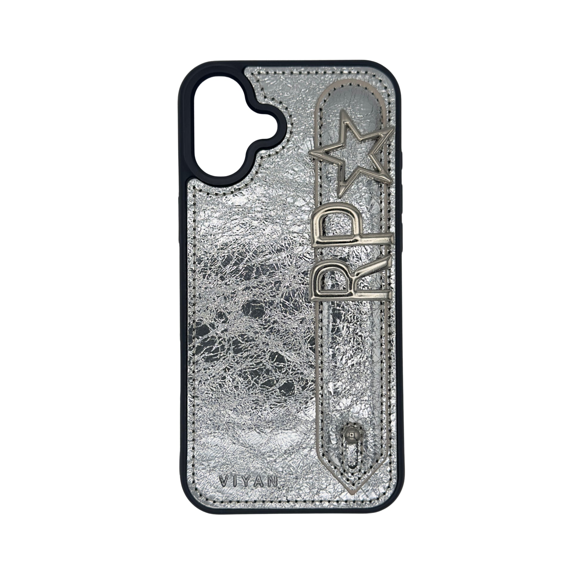 Silver leather iPhone 16 Plus case #silver