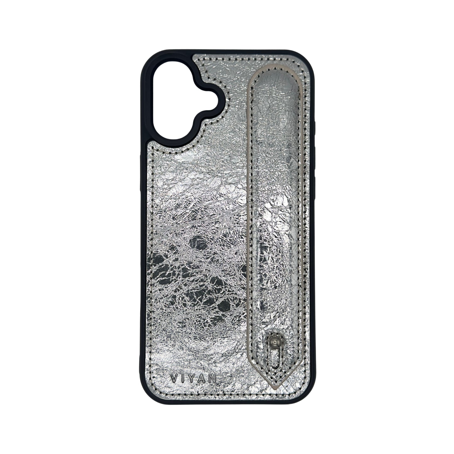 Silver leather iPhone 16 Plus case #silver