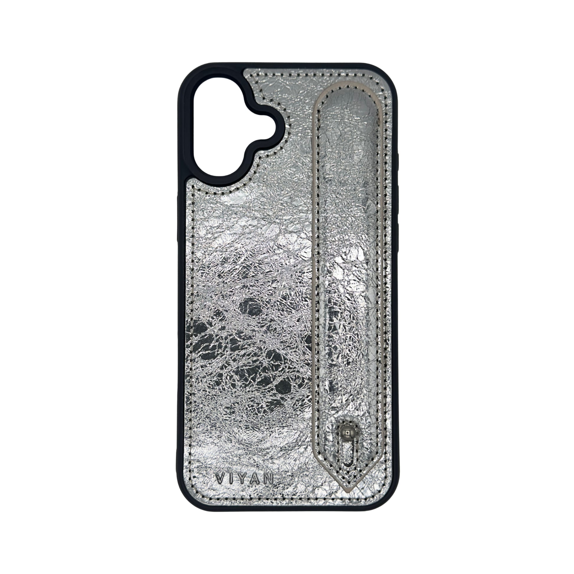 Silver leather iPhone 16 Plus case #silver