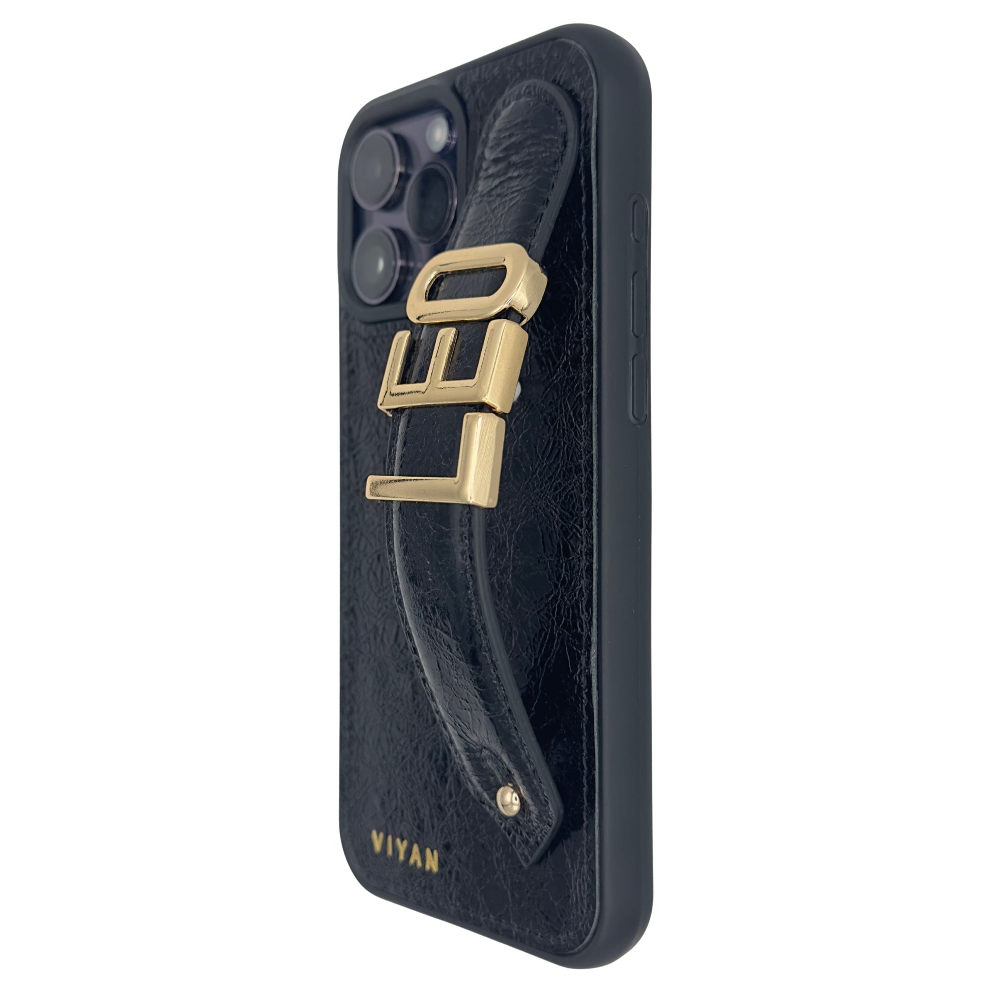 Black leather iPhone 16 Pro Max case #black