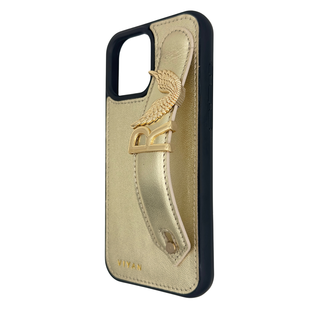 Champagne Gold leather iPhone 16 Pro Max case #champagne gold