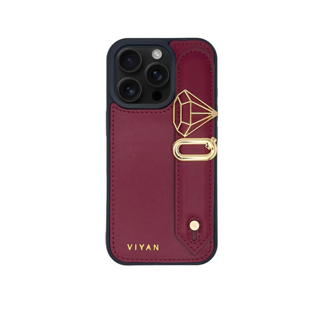 Burgundy leather iPhone 16 Pro case #burgundy