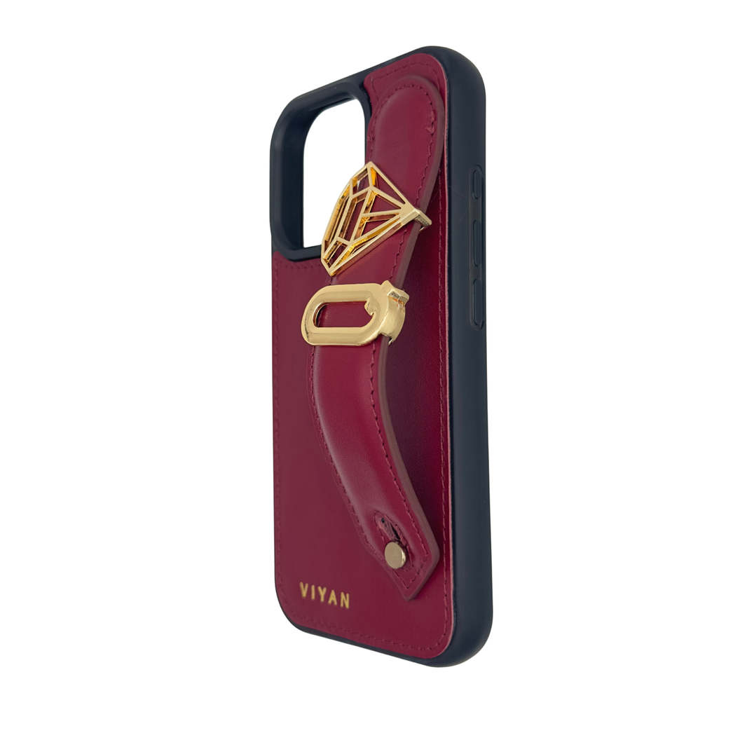 Burgundy leather iPhone 16 Pro case #burgundy