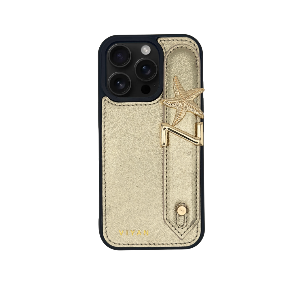 Champagne Gold leather iPhone 16 Pro case #champagne gold