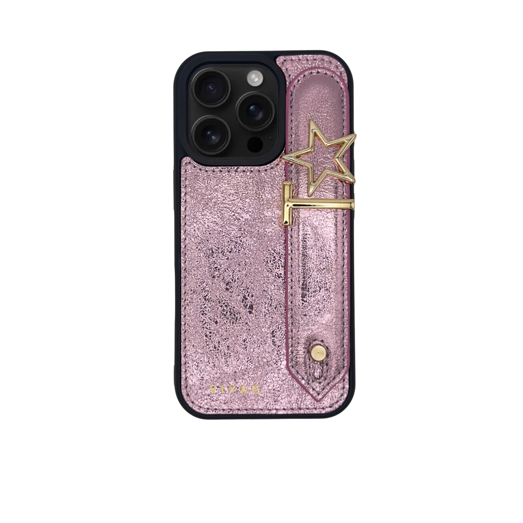 Pink leather iPhone 16 Pro case #pink