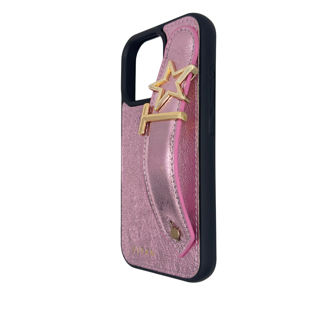 Pink leather iPhone 16 Pro case #pink