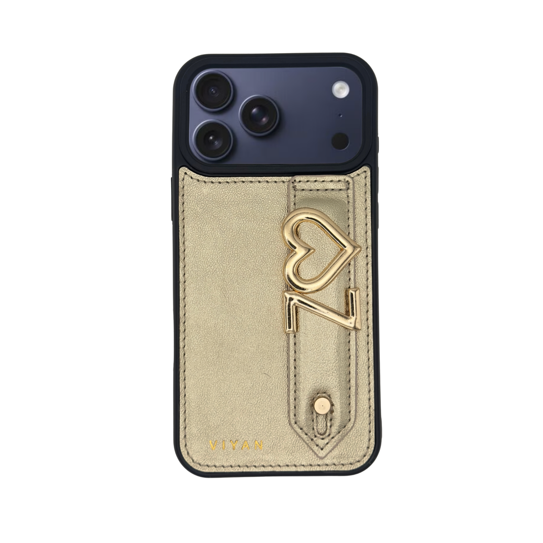 Champagne Gold leather iPhone 17 Pro Max case #champagne gold