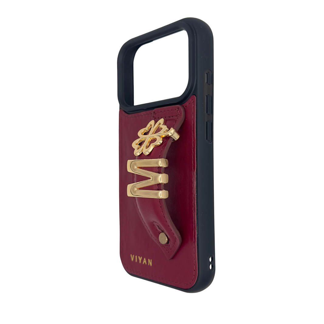 Burgundy leather iPhone 17 Pro case #burgundy