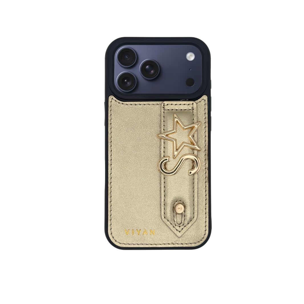 Champagne Gold leather iPhone 17 Pro case #champagne gold