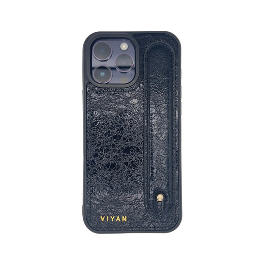 Black leather iPhone 16 Pro Max case #black
