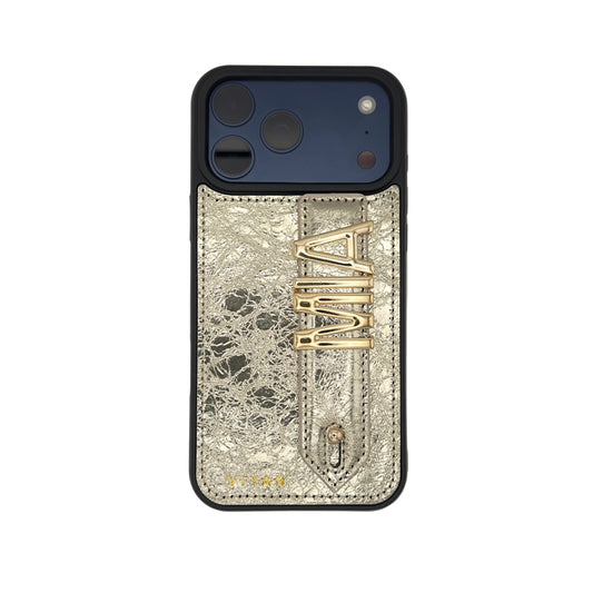 Gold leather iPhone 17 Pro Max case #gold