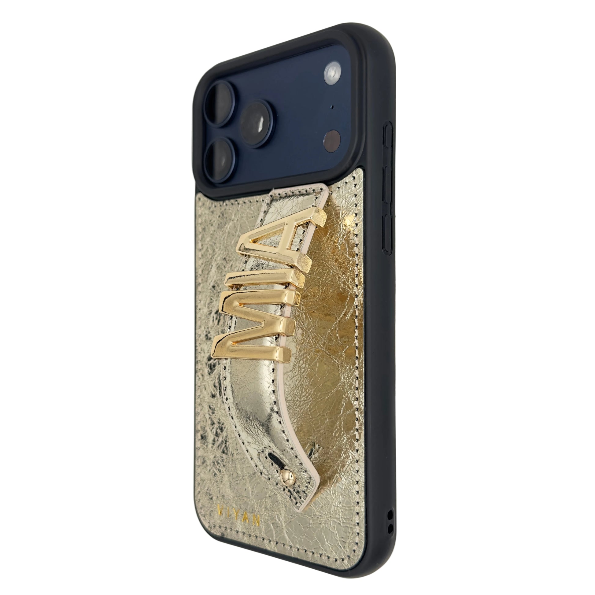 Gold leather iPhone 17 Pro Max case #gold
