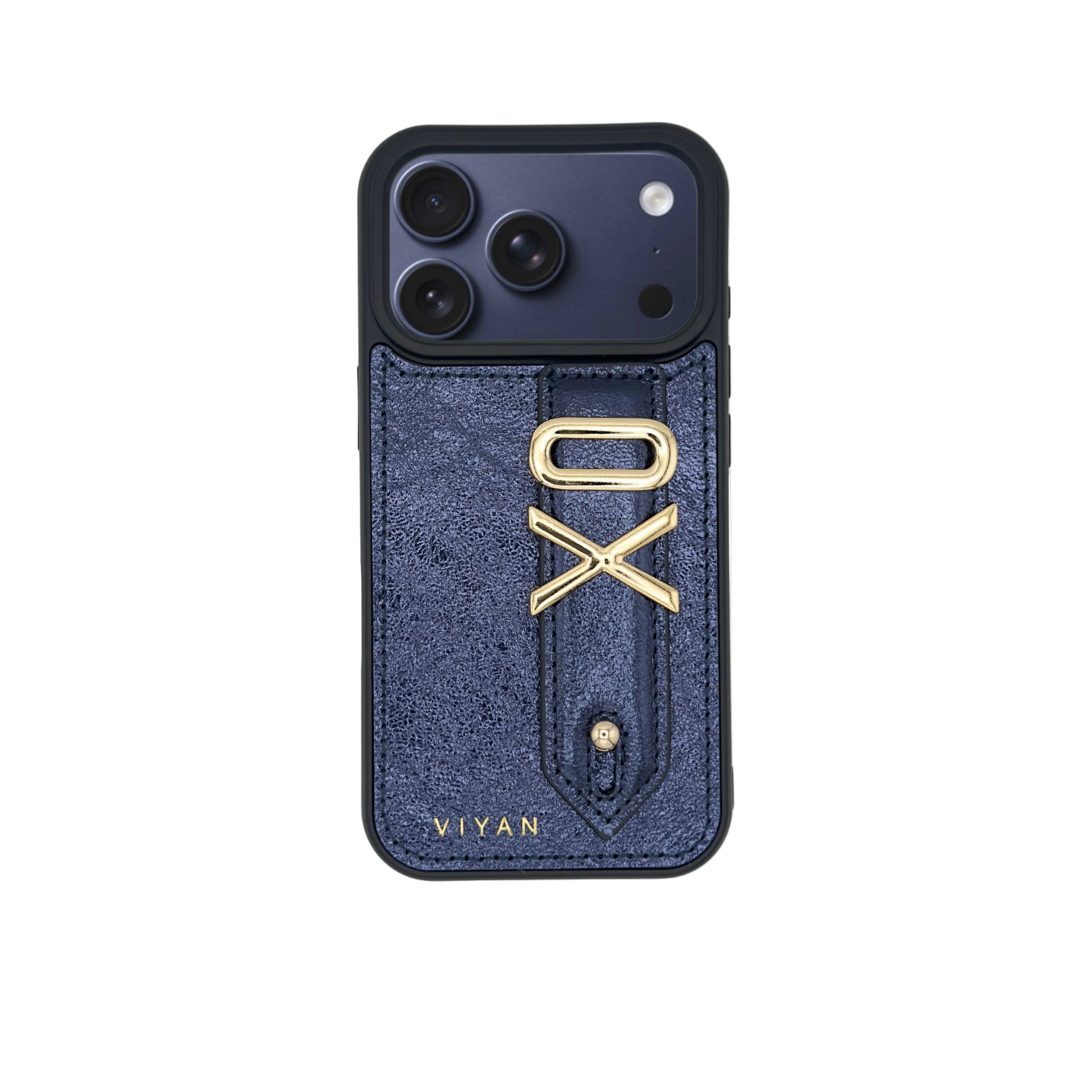 Navy leather iPhone 17 Pro case #navy