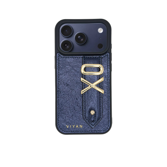 Navy leather iPhone 17 Pro case #navy