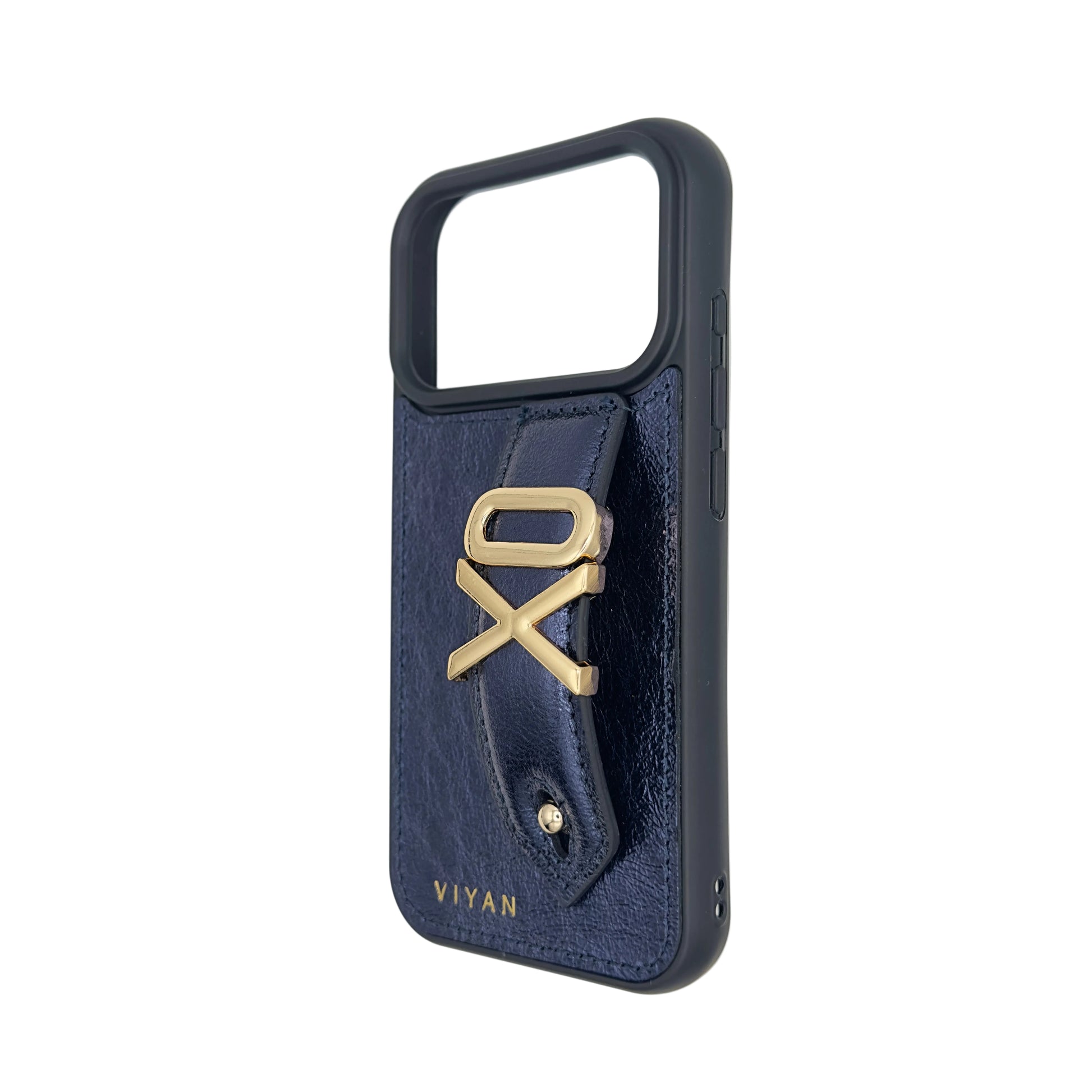Navy leather iPhone 17 Pro case #navy
