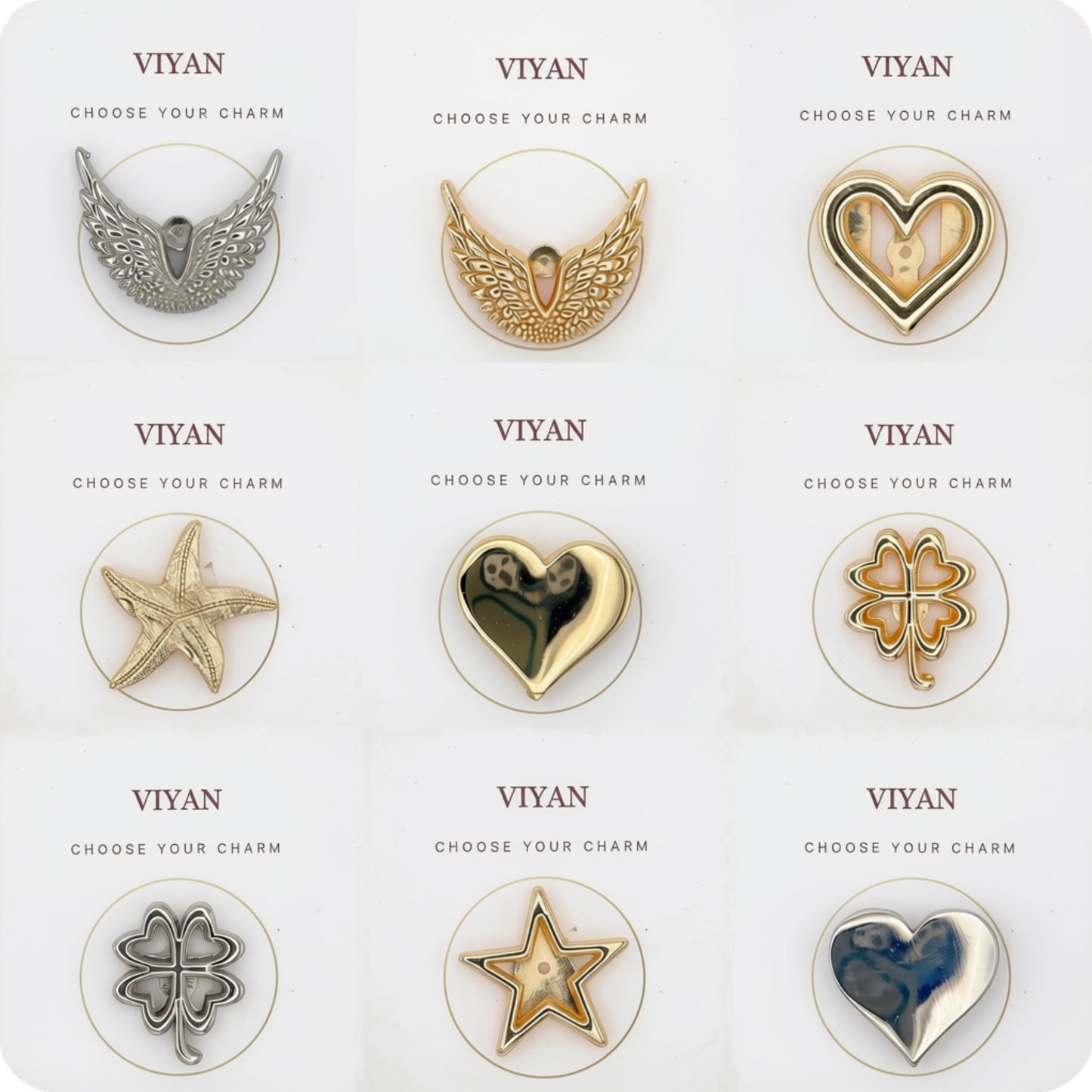 Choose your two complimentary charms — VIYAN charm collection