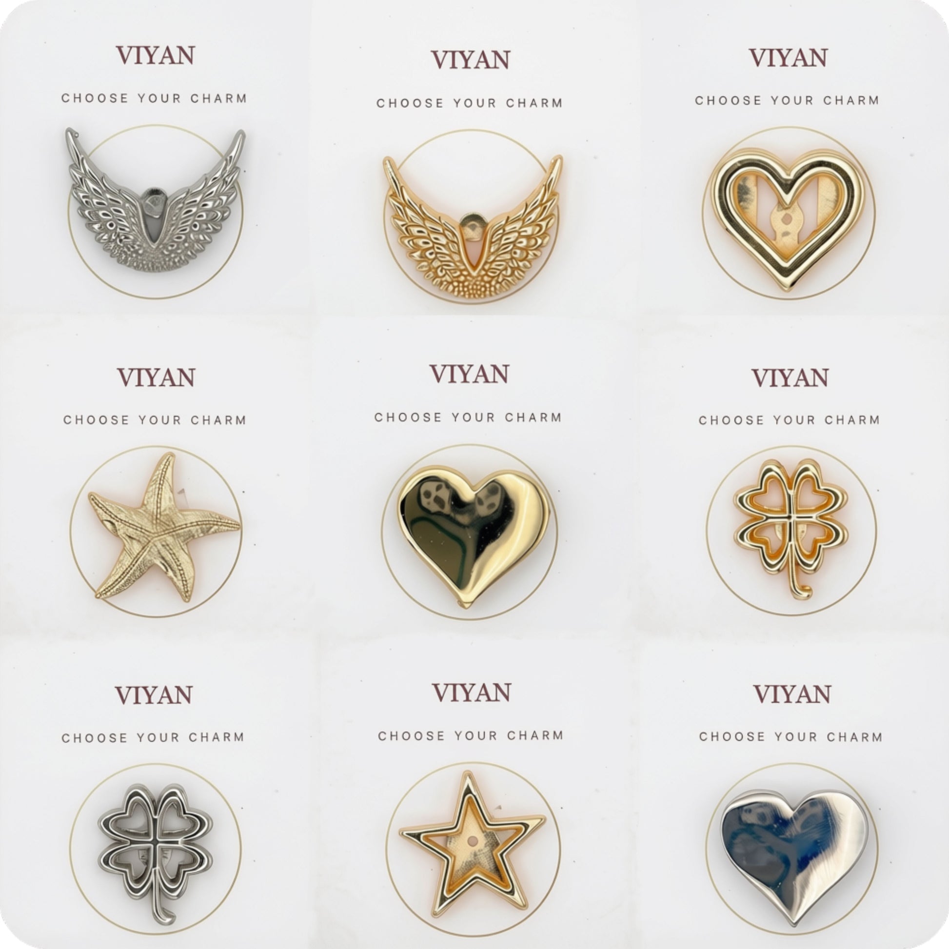 Choose your two complimentary charms — VIYAN charm collection